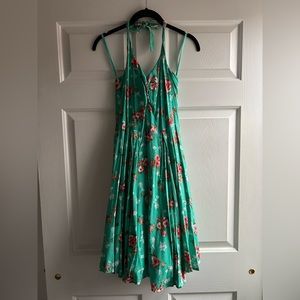 Floral Print A-line Halter Dress